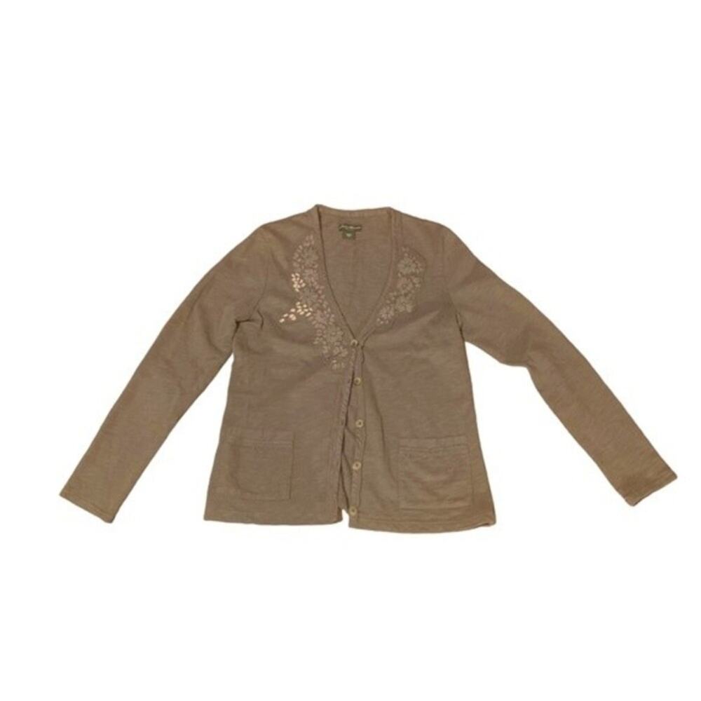 Eddie Bauer Embroidered Cardigan‎ Sweater Jacket Brown Size Medium